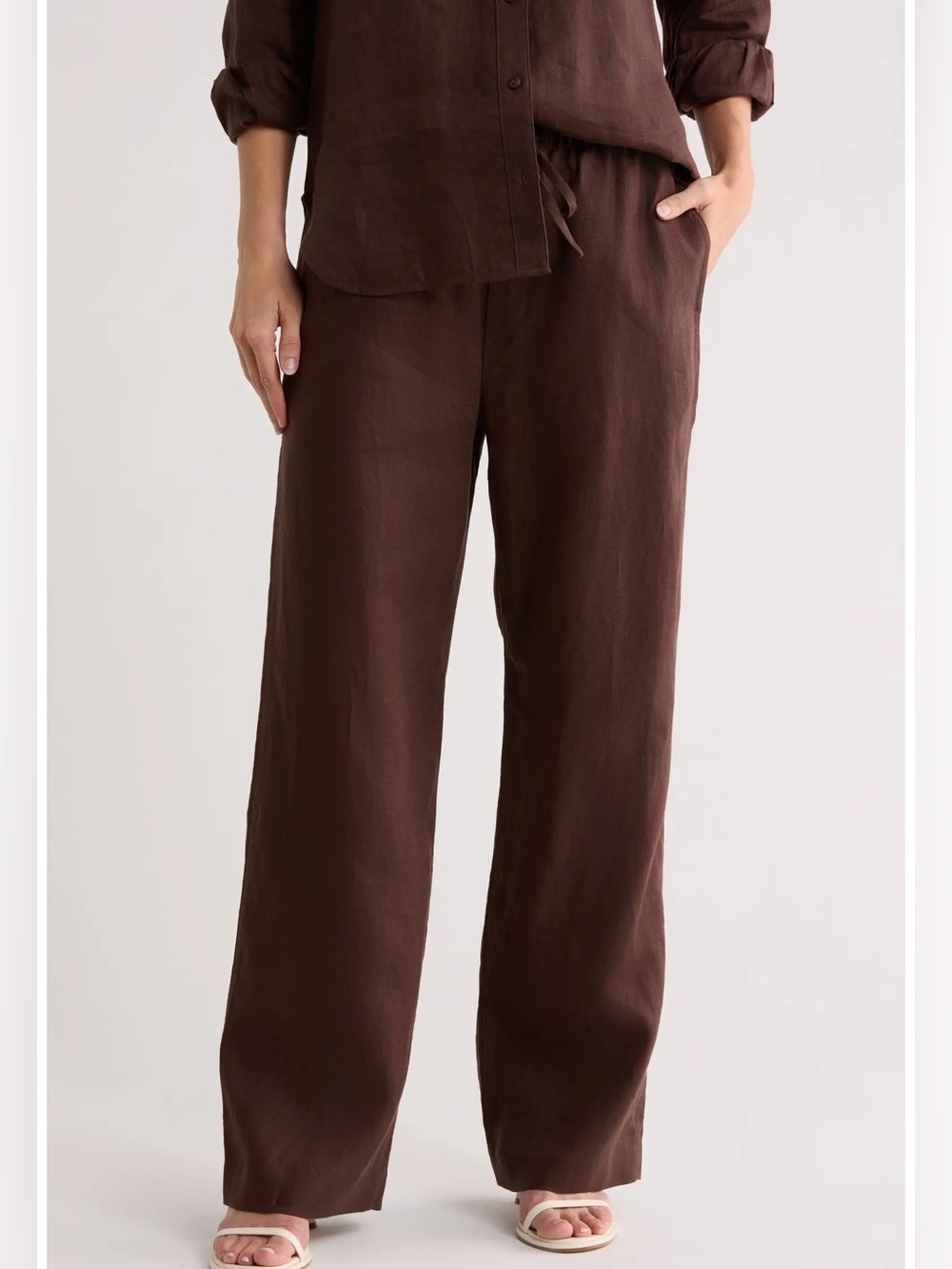 rag & bone Brown Linen Relaxed Fit Drawstring Pants